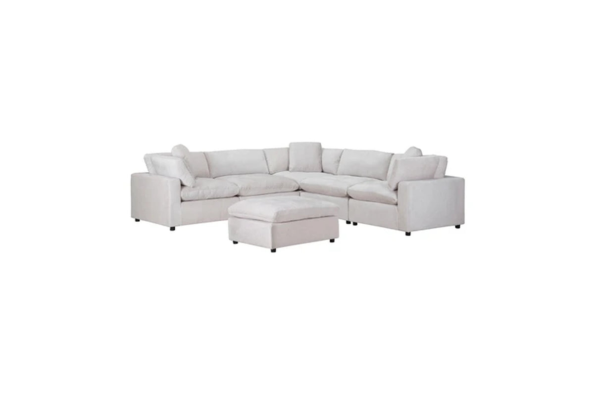 Cloud 4 Seater Modular Corner Sofa Lounge with Ottoman Beige