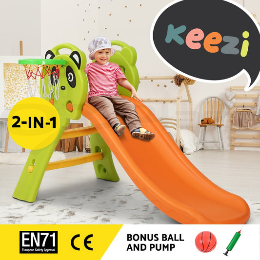 Keezi Kids Slide Set Basketball Hoop Activity Center Outdoor Playground Toys