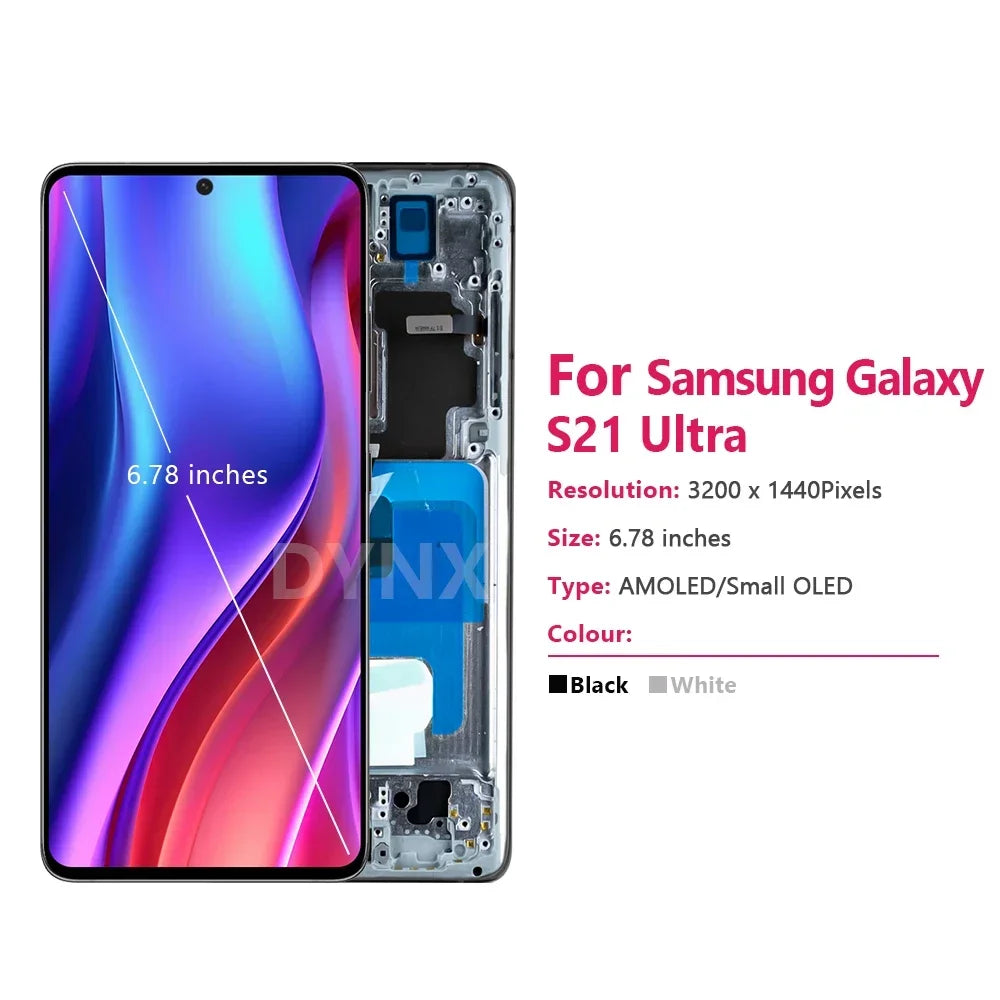 OLED LCD for Samsung S21 Ultra SM-G998B SM-G998U Display Touch Screen Digitizer for Samsung S21 Ultra Replacement Parts