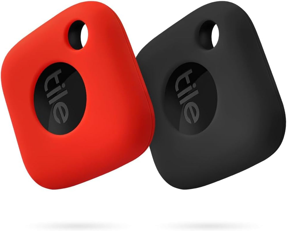 Silicone Case for Tile Mate 2024, Tile Mate 2022, Soft Scratch Resistant Cover with Carabiner (2 Pack Black+Red)