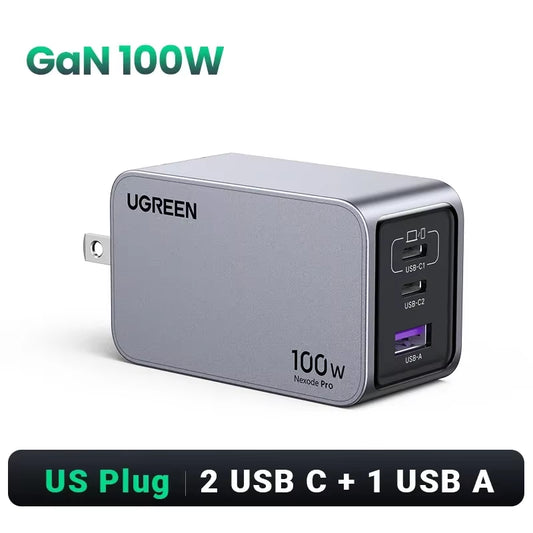 100W Gan Charger USB C Charger QC4.0 3.0 Quick Charge for Macbook Laptop Tablet PD Fast Charger for Iphone 17 16 15 Pro