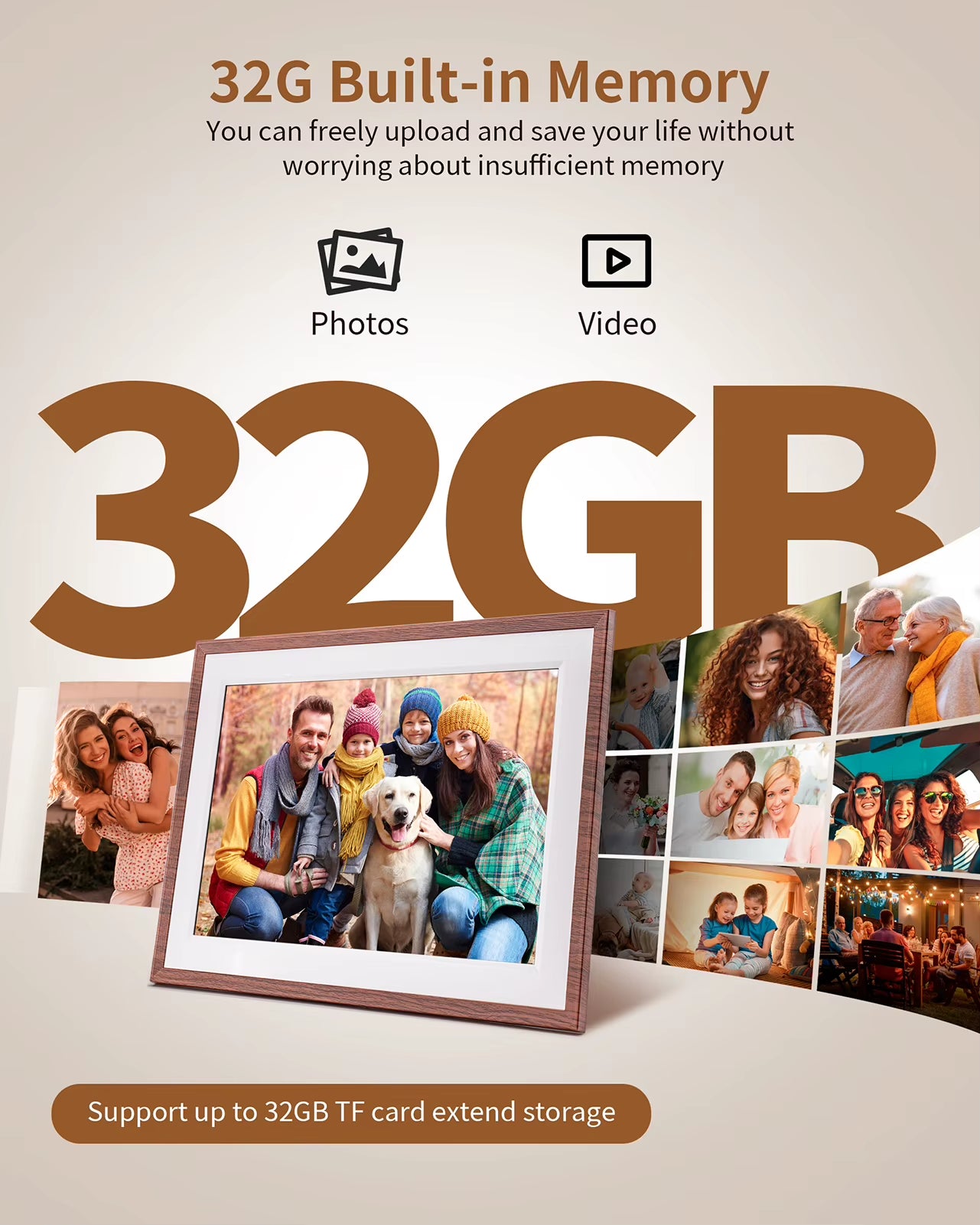 Frameo 10.1 Inch Digital Picture Frame，Wifi Electronic Frame，1280 * 800IPS HD Cloud Smart Digital Photo Frame,32Gb Storage, Wall