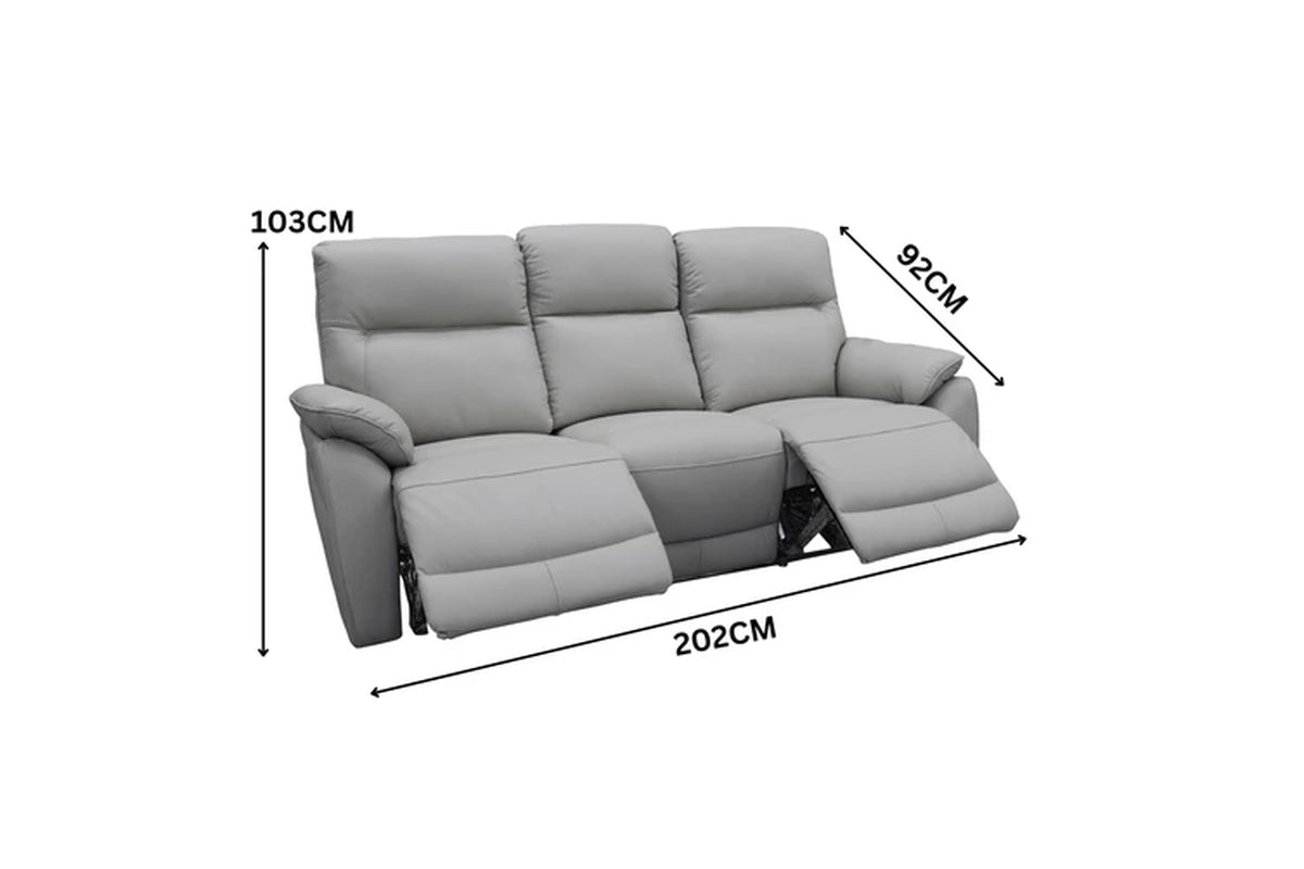 North Star 1+1+3 Seater Electric Power Genuine Leather Recliner Sofa Lounge Silver