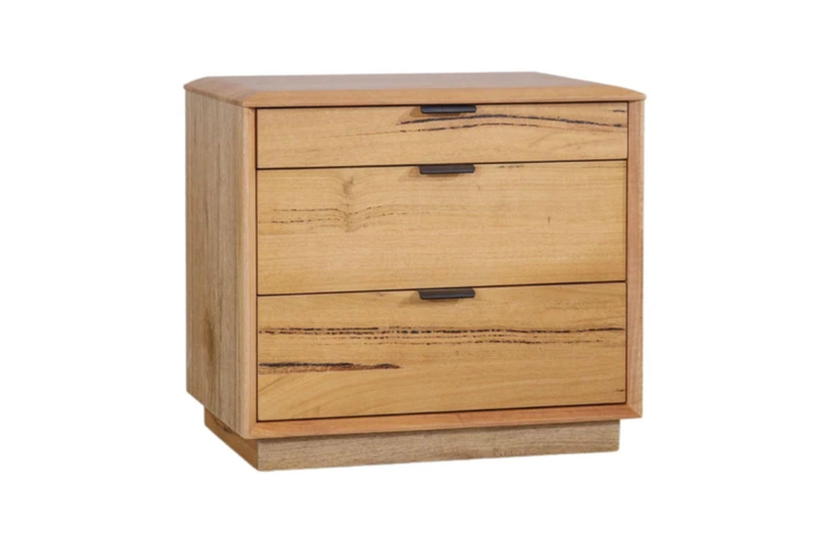 Japandi King Bed Frame Set Bedside Table Tallboy Natural Oak