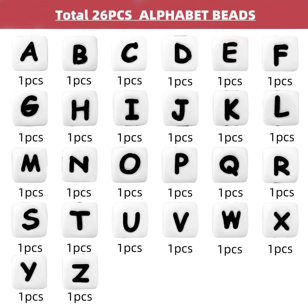 10Pcs 12MM Silicone Letters Beads DIY Jewelry Accessoriesfor to Make Bracelets English Alphabet Beads BPA Free Food Grade