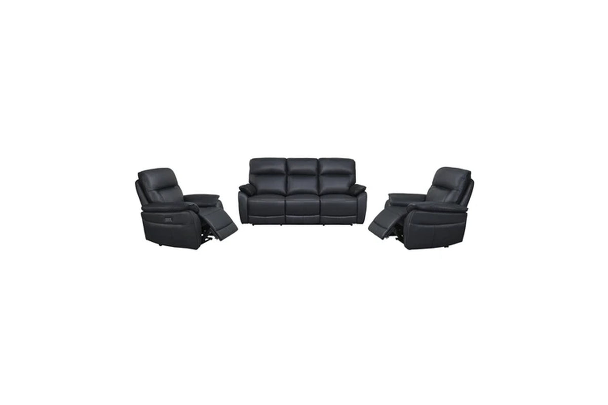 North Star 1+1+3 Seater Electric Power Genuine Leather Recliner Sofa Lounge Black