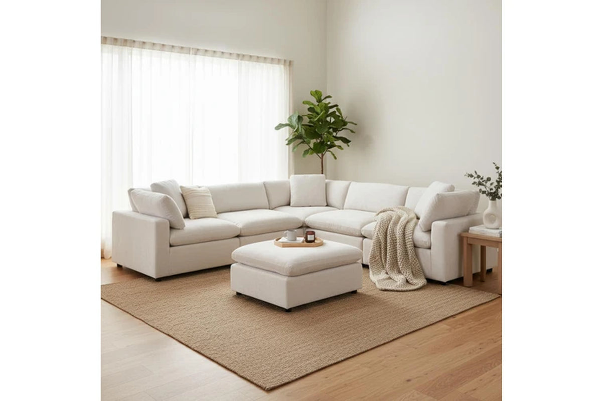 Cloud 4 Seater Modular Corner Sofa Lounge with Ottoman Beige