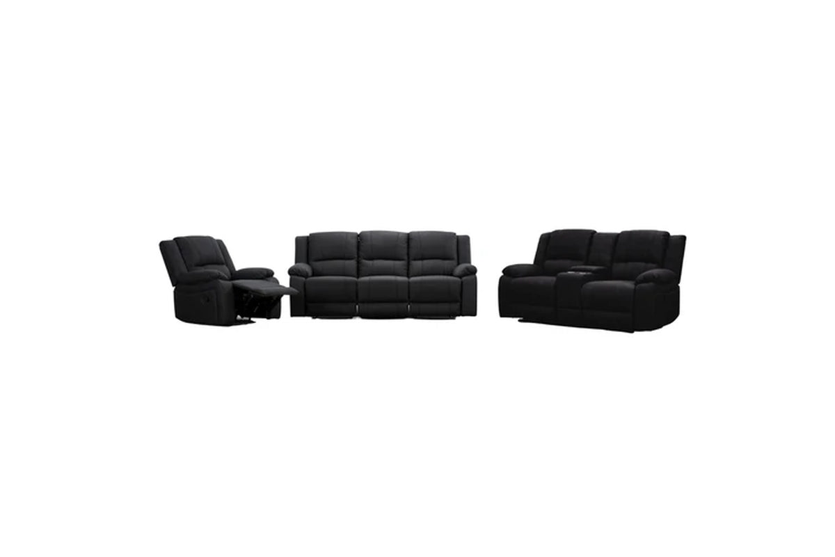 Anderson 1+2+3 Seater Fabric Electric Recliner Sofa Lounge Chair Set Onyx