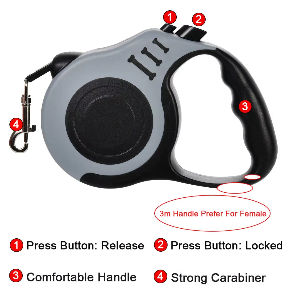 3M 5M Dog Leash Strong Nylon Puppy Lead for Small Medium Large Dogs Cats Automatic Retractable Durable Yorkshire Pet Supplies