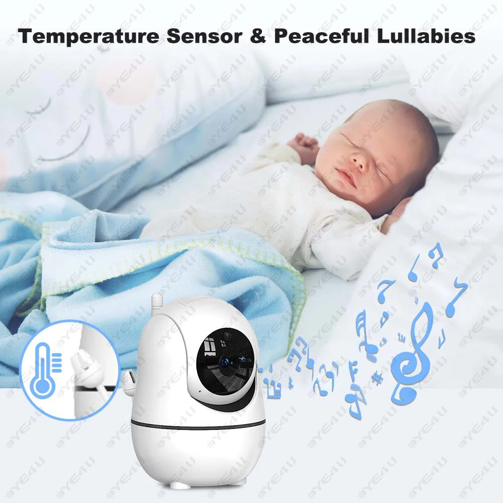 5 Inch Video Baby Monitor with Camera PTZ Zoom Babyphone Cam Security Protection Surveillance Cameras Temperature Sensor Lullaby