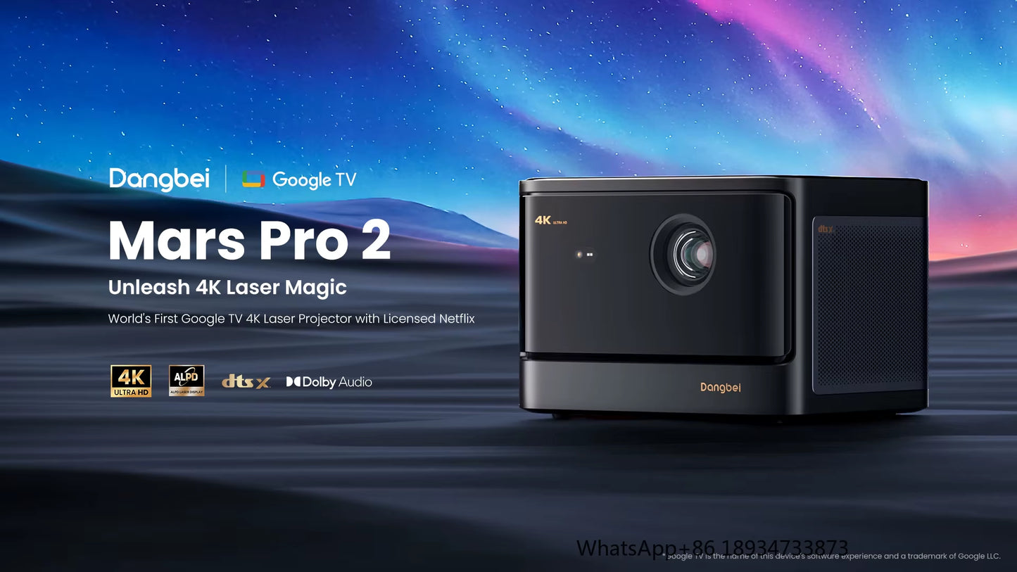 Mars Pro 2 2450 ISO Lumen Auto Focus UHD 3D Wi-Fi Smart Video Projector 4K Laser Beamer