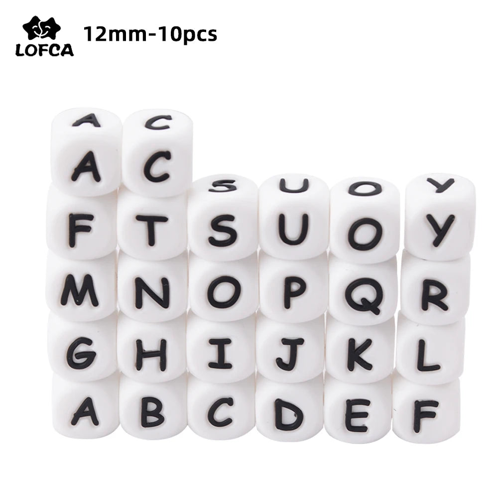10Pcs 12MM Silicone Letters Beads DIY Jewelry Accessoriesfor to Make Bracelets English Alphabet Beads BPA Free Food Grade