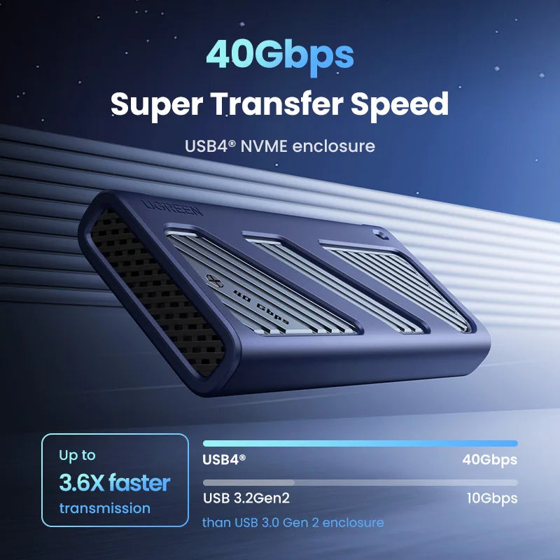 40Gbps M.2 Nvme Enclosure with Cooling Fan Anti-Drop M.2 SSD Case for Macbook M.2 Enclosure for Thunderbolt 3/4//3.2/3.1