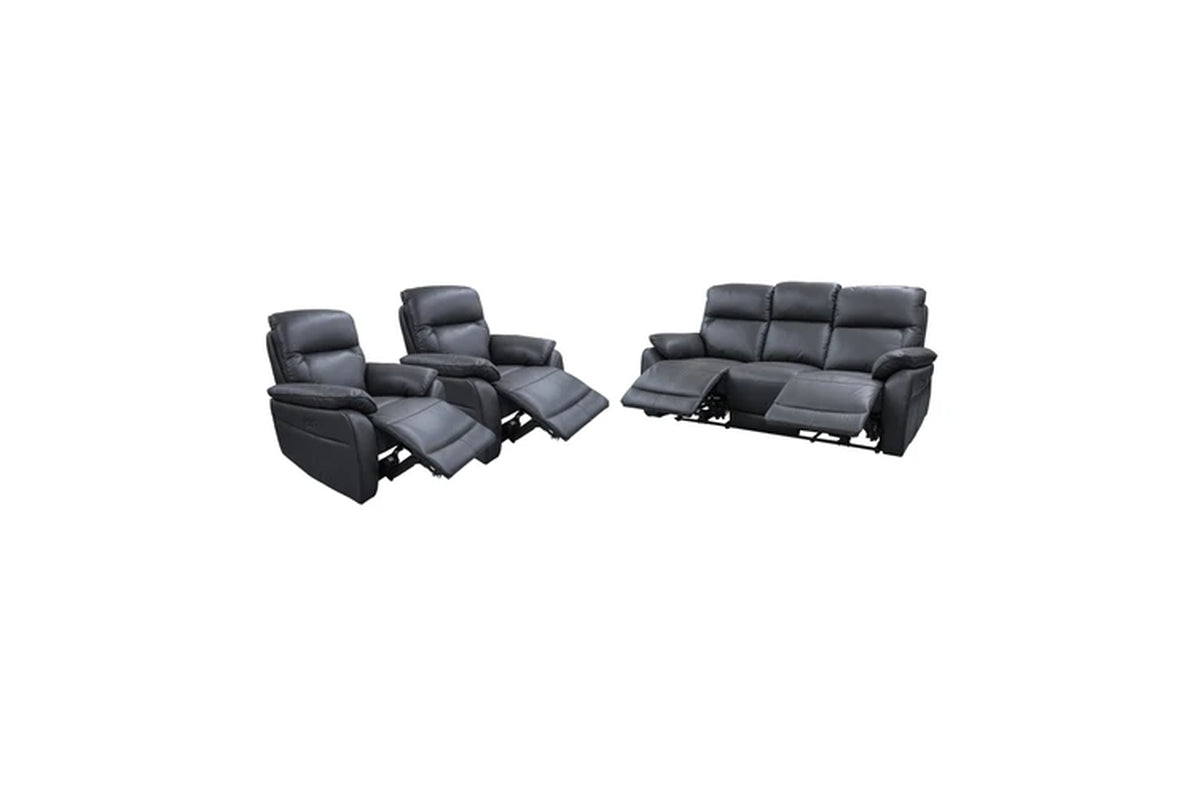North Star 1+1+3 Seater Electric Power Genuine Leather Recliner Sofa Lounge Graphite Grey