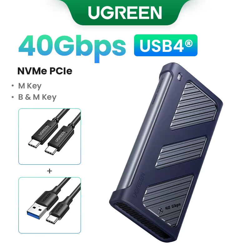 40Gbps Nvme SSD Case SSD Enclosure M.2 to USB4.0 Adapter for M.2 NVME PCIE Built-In Cooling Vest Aluminum Case