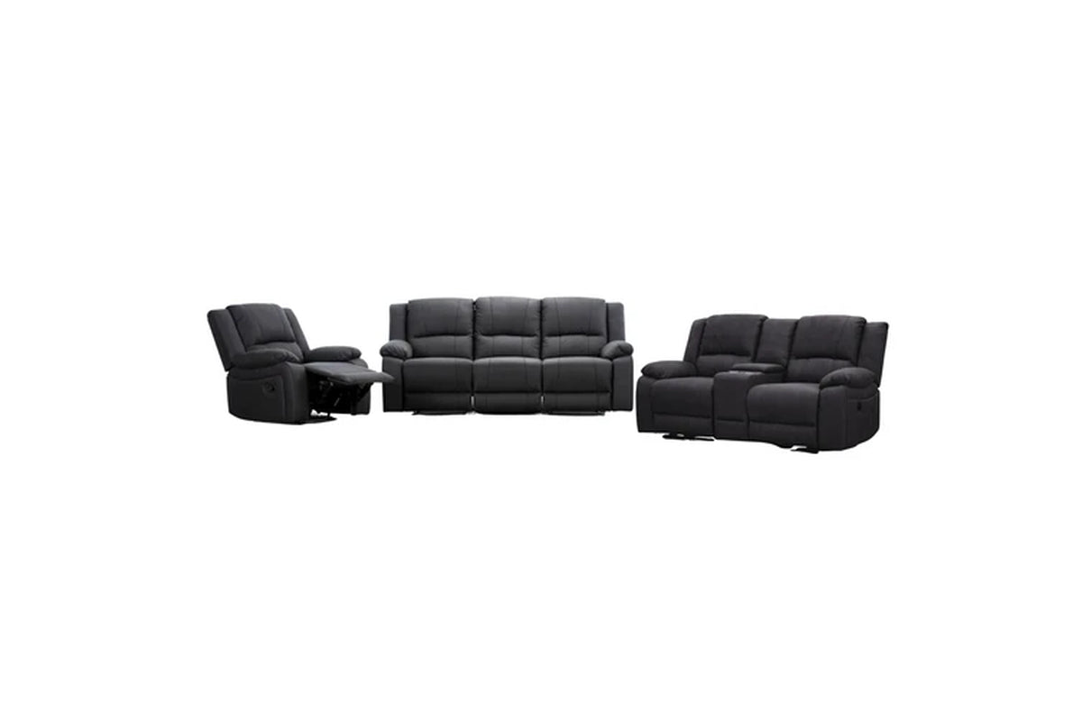 Anderson 1+2+3 Seater Fabric Electric Recliner Sofa Lounge Chair Set Jet
