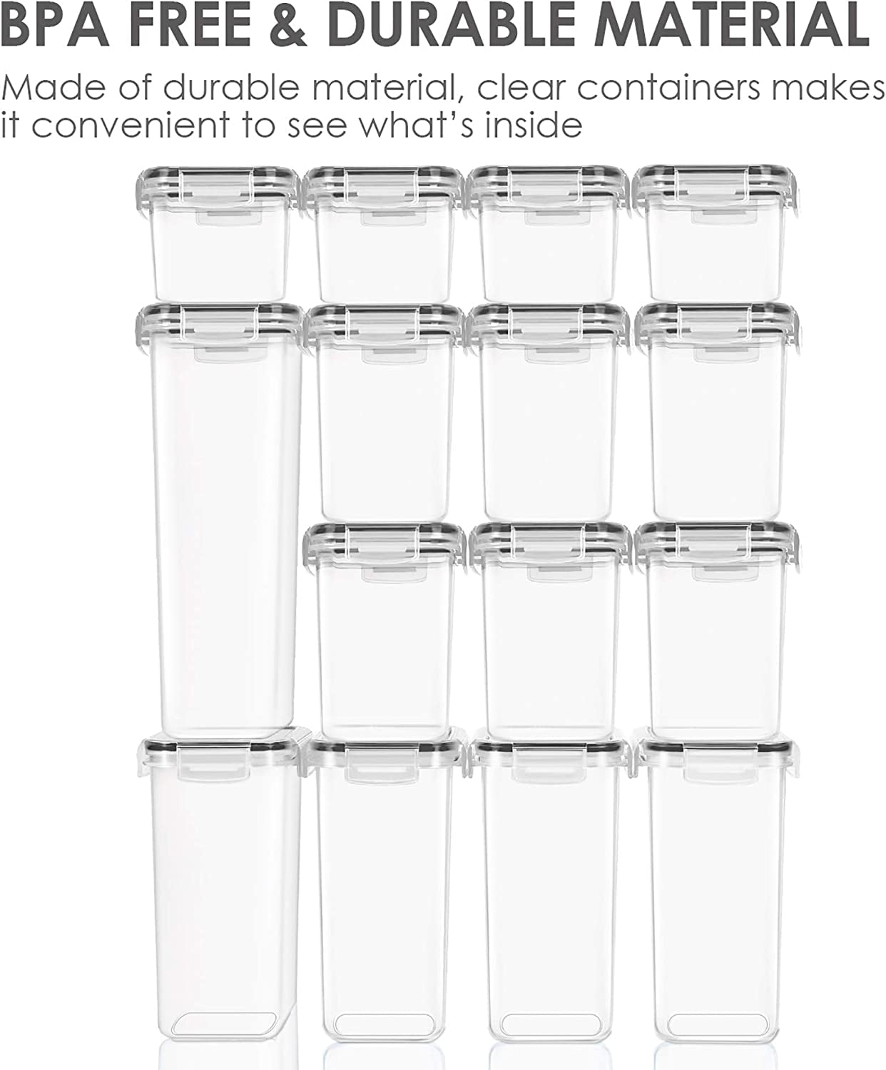 Airtight Food Storage Containers Set with Lids, 15Pcs BPA Free Plastic Dry Food Canisters for Kitchen Pantry Organization and Storage, Dishwasher Safe,Include 24 Labels