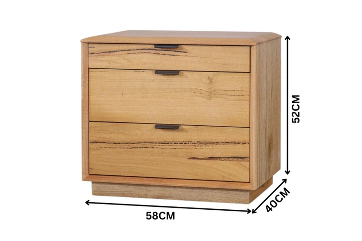 Japandi King Bed Frame Set Bedside Table Tallboy Natural Oak