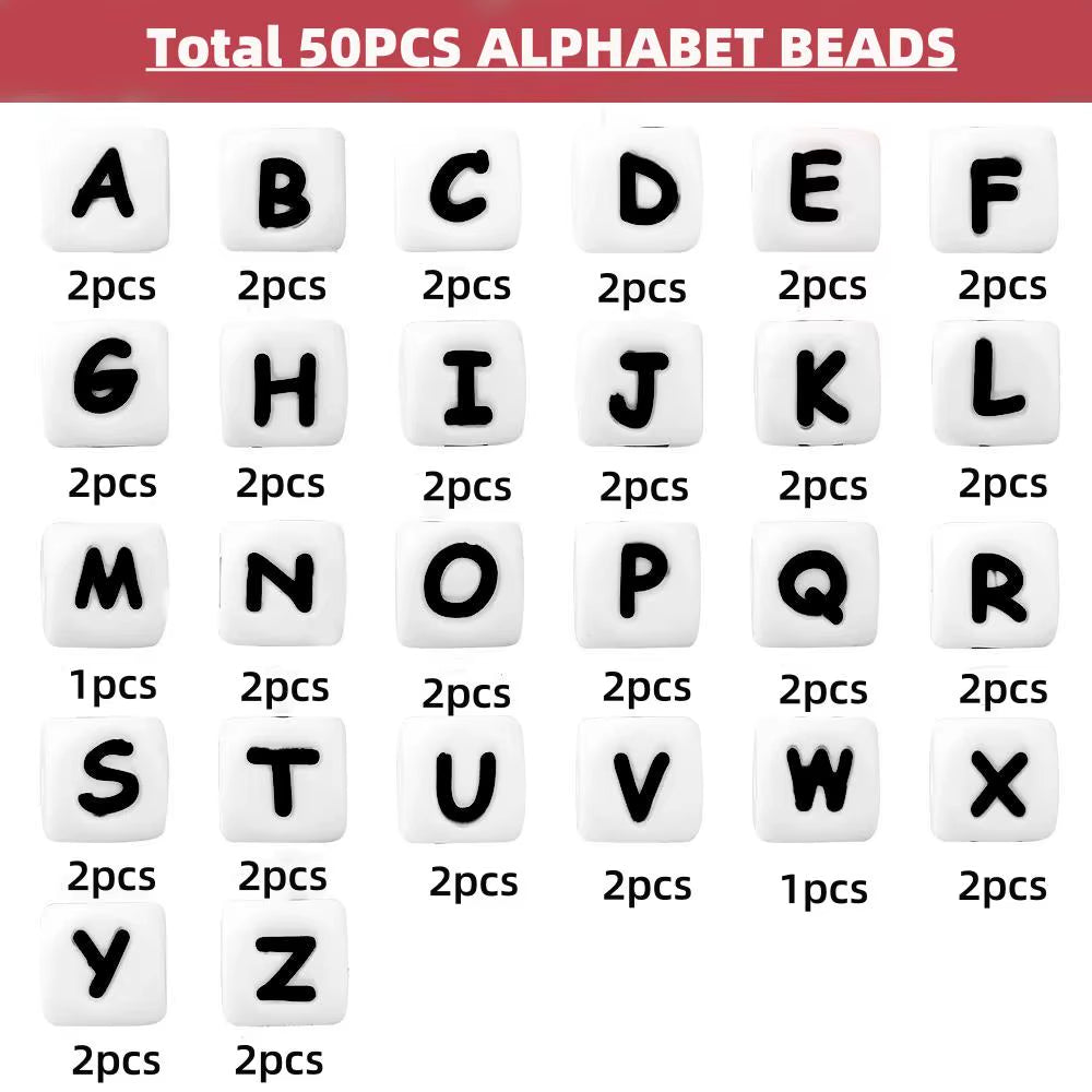 10Pcs 12MM Silicone Letters Beads DIY Jewelry Accessoriesfor to Make Bracelets English Alphabet Beads BPA Free Food Grade