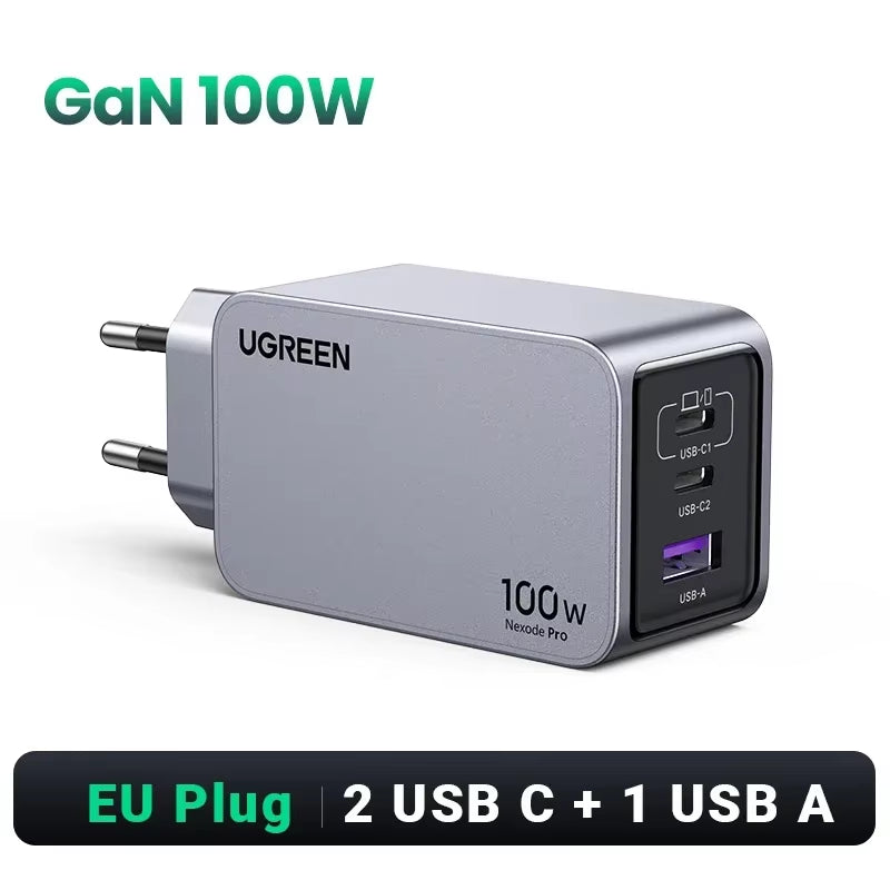 100W Gan Charger USB C Charger QC4.0 3.0 Quick Charge for Macbook Laptop Tablet PD Fast Charger for Iphone 17 16 15 Pro