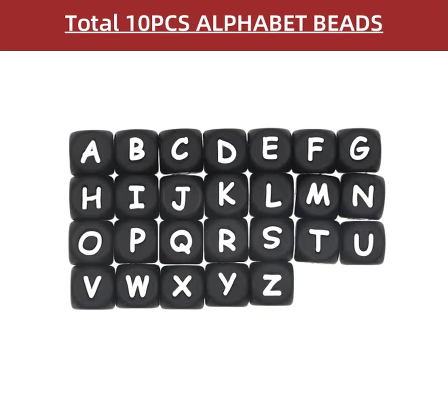 10Pcs 12MM Silicone Letters Beads DIY Jewelry Accessoriesfor to Make Bracelets English Alphabet Beads BPA Free Food Grade