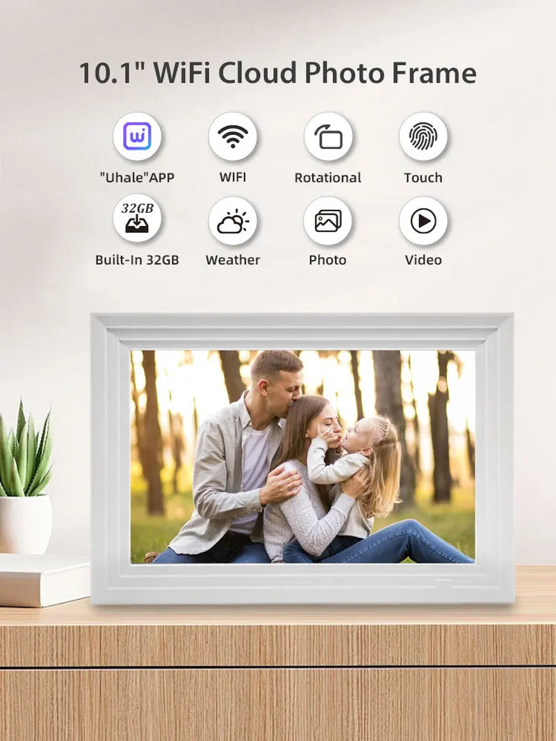 10.1-Inch Wifi Digital Photo Frame Cloud Digital Picture Frame 1280*800 TFT Touch Screen 32GB Storage Share Photo via APP