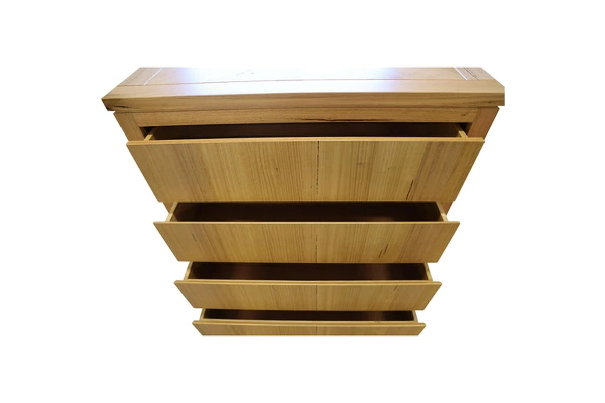 Rosemallow 4Pc King Bed Frame Bedroom Suite Timber Bedside Tallboy Package Set