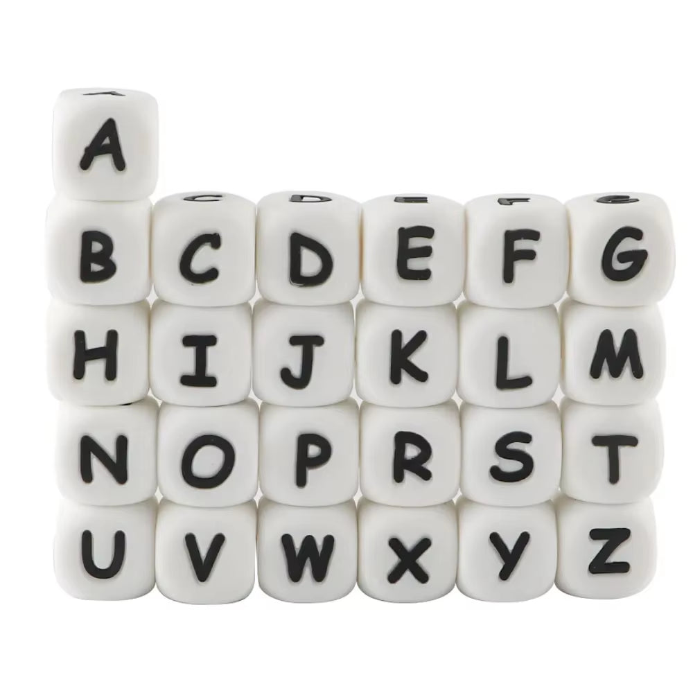 10Pcs 12MM Silicone Letters Beads DIY Jewelry Accessoriesfor to Make Bracelets English Alphabet Beads BPA Free Food Grade