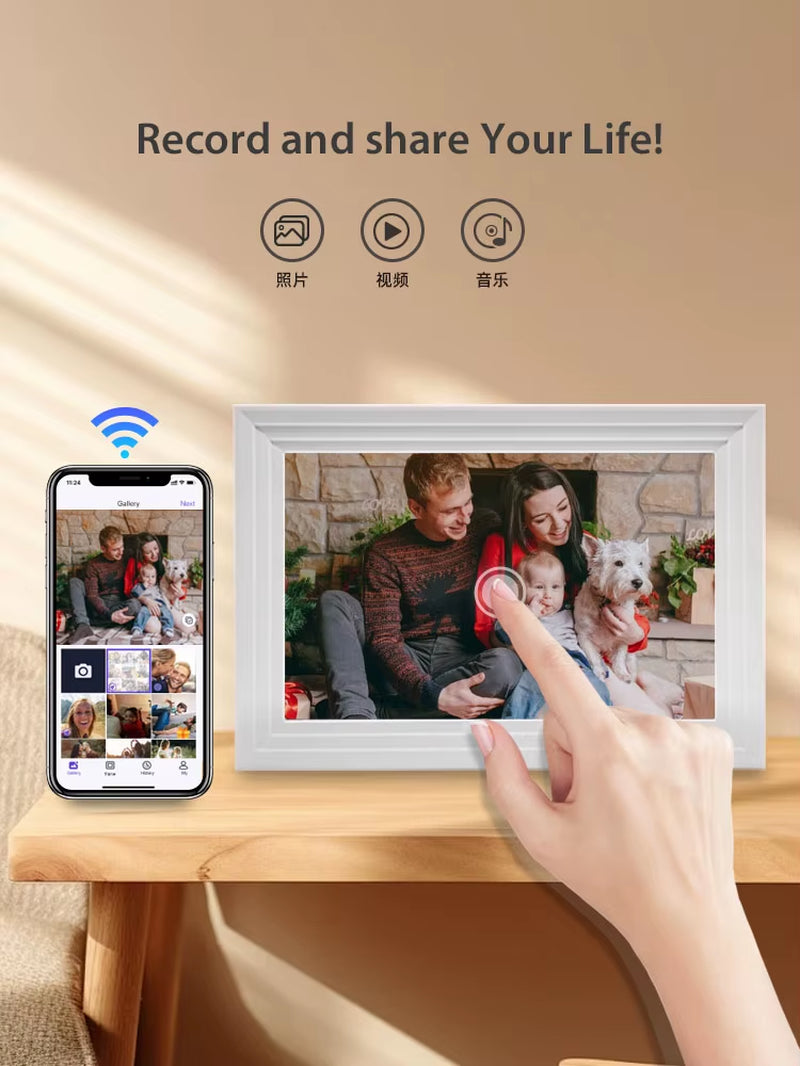 10.1-Inch Wifi Digital Photo Frame Cloud Digital Picture Frame 1280*800 TFT Touch Screen 32GB Storage Share Photo via APP