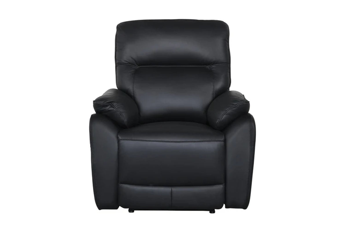 North Star 1+1+3 Seater Electric Power Genuine Leather Recliner Sofa Lounge Black
