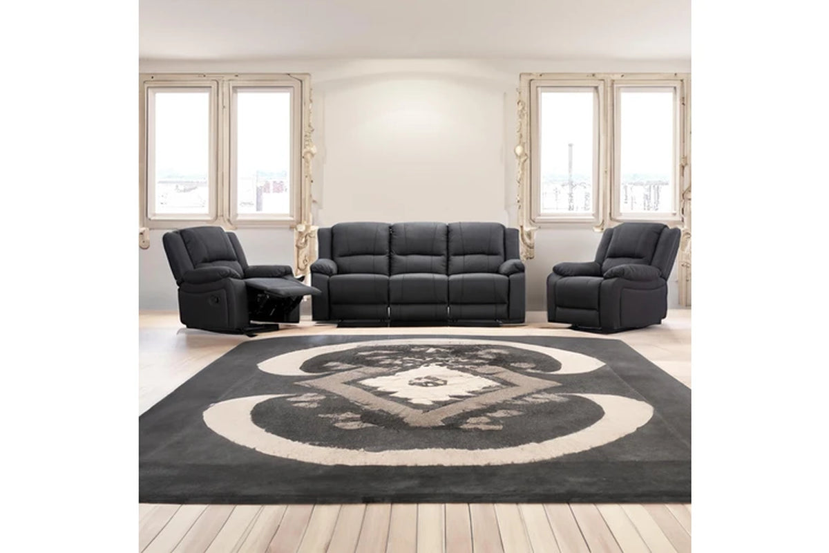 Anderson 1+2+3 Seater Fabric Electric Recliner Sofa Lounge Chair Set Jet