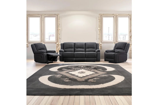 Anderson 1+2+3 Seater Fabric Electric Recliner Sofa Lounge Chair Set Jet