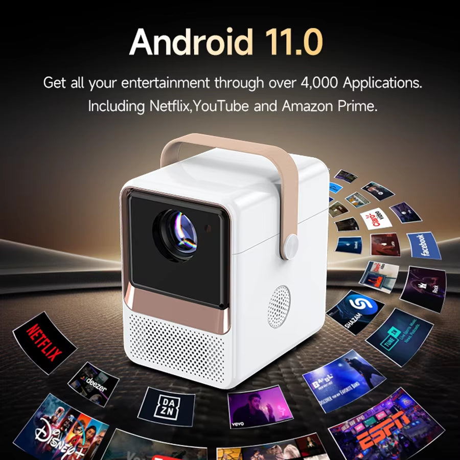 S2 Projector 4K Native HD 1080P Dual Wifi6 Cinema Portable Projetor Built-In Android System Suitable for Home/Outdoor/Office