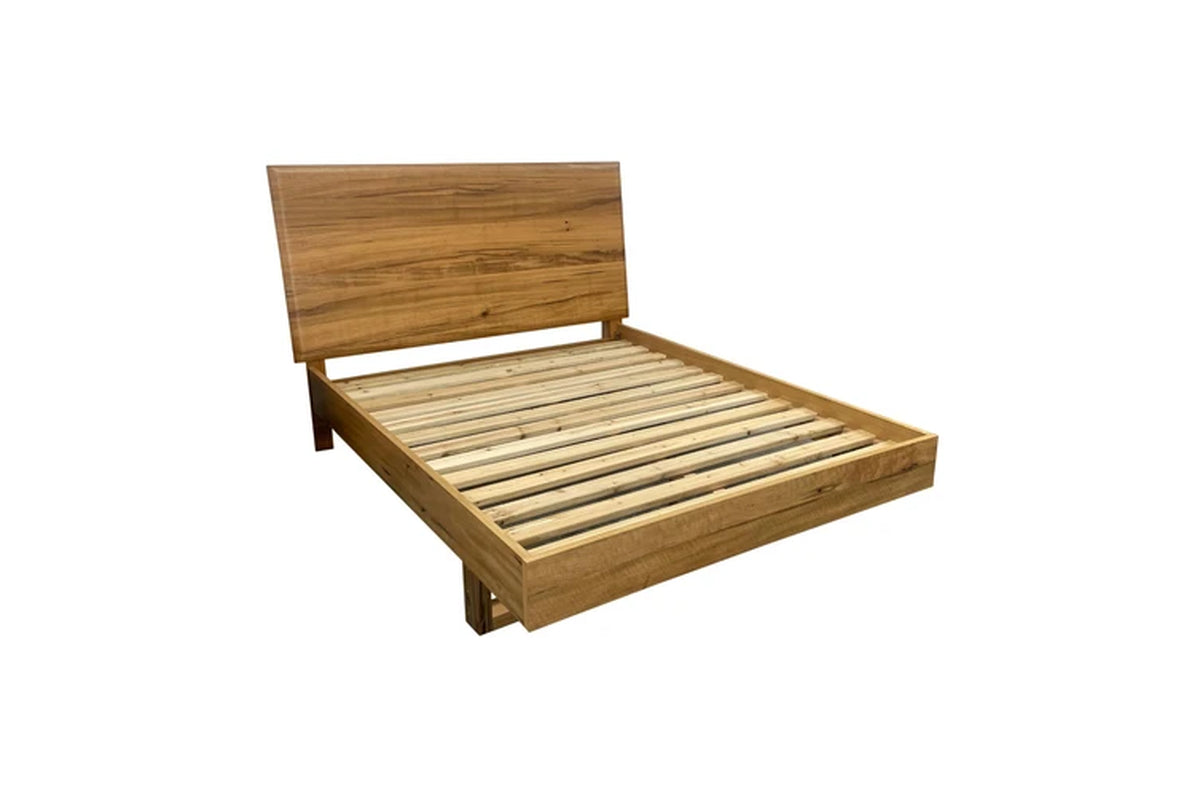 Japandi King Bed Frame Set Bedside Table Tallboy Natural Oak