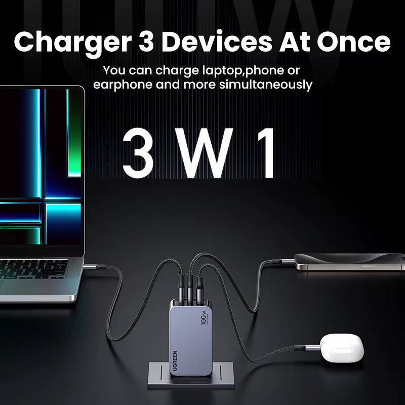 100W Gan Charger USB C Charger QC4.0 3.0 Quick Charge for Macbook Laptop Tablet PD Fast Charger for Iphone 17 16 15 Pro