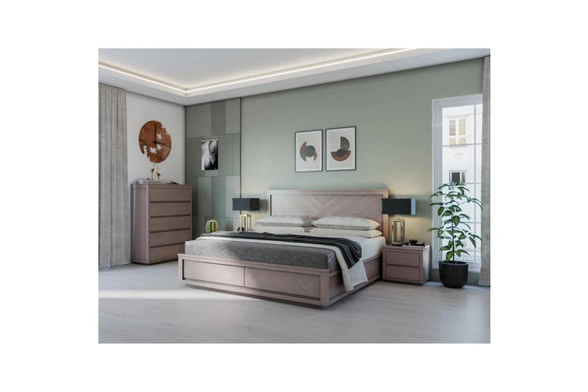 Rosemallow 4Pc King Bed Frame Bedroom Suite Timber Bedside Tallboy Package Set