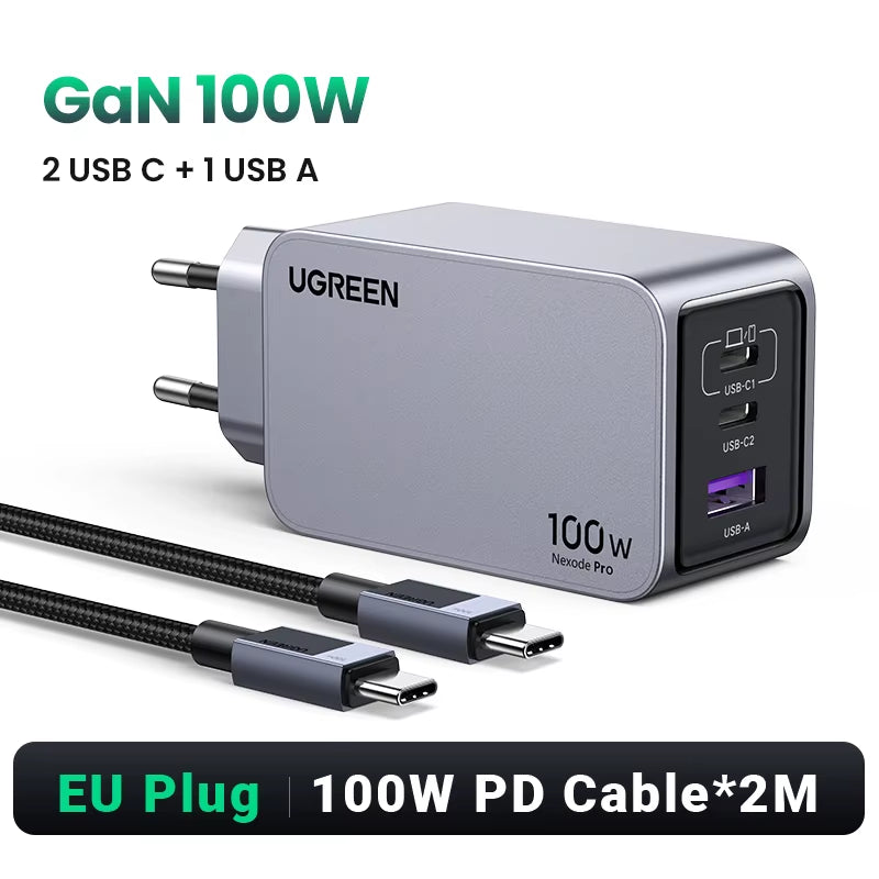 100W Gan Charger USB C Charger QC4.0 3.0 Quick Charge for Macbook Laptop Tablet PD Fast Charger for Iphone 17 16 15 Pro