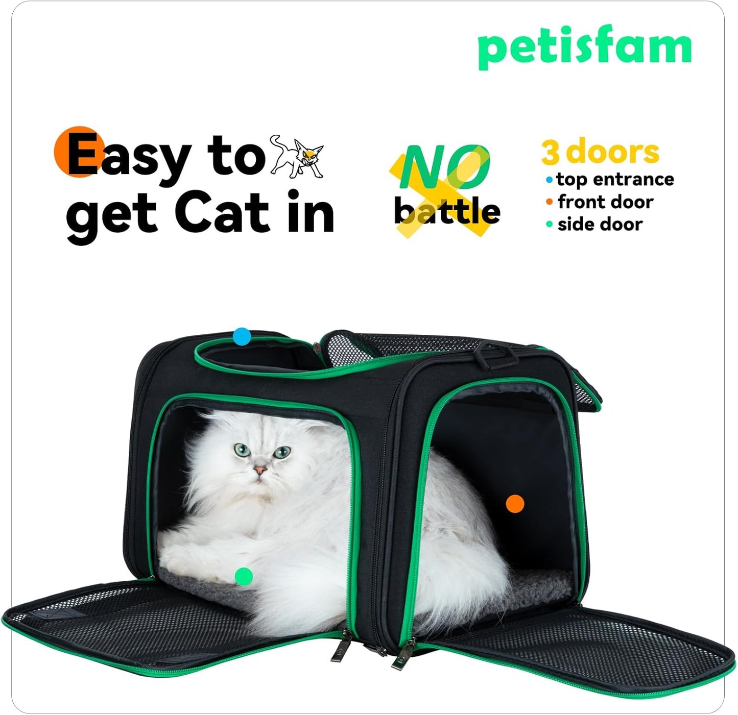 Pet Carrier for Medium Cats and Small Dogs. Easy to Get Cat in and Escape Proof