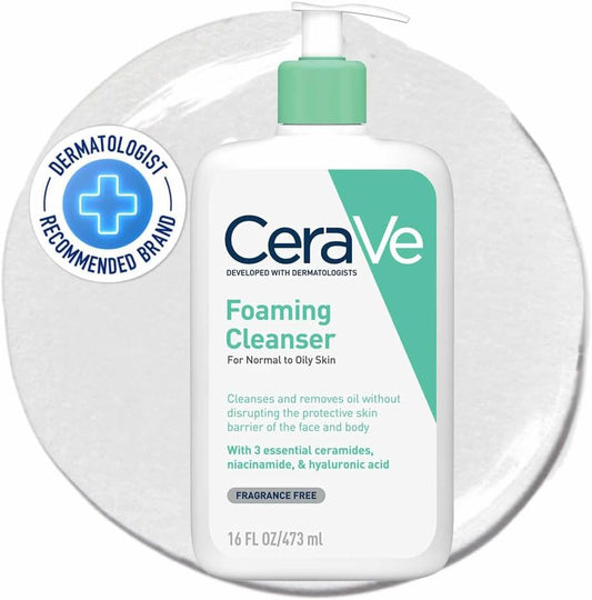 Foaming Cleanser Gel Face Wash 473Ml, for Normal to Oily Skin, Removes Oil without Disrupting the Protective Skin Barrier, for Face & Body, Niacinamide + Ceramides, Fragrance Free, Oil Control