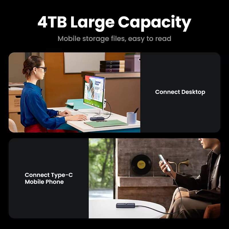 40Gbps Nvme SSD Case SSD Enclosure M.2 to USB4.0 Adapter for M.2 NVME PCIE Built-In Cooling Vest Aluminum Case